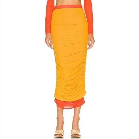 New Simon Miller MESH Stretch Pluto Sunset Orange Maxi Skirt/Swim Cover-Up XS - Picture 6 of 17